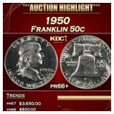 1950 Proof Franklin Half Dollar 50c pr66+ SEGS