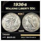 1936-s Walking Liberty Half Dollar 50c Grades ms65