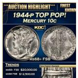 1944-p Mercury Dime TOP POP! 10c ms68+ FSB SEGS