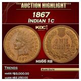 1867 Indian Cent 1c ms66 rb SEGS