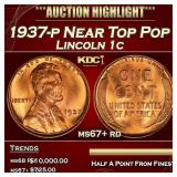 1937-p Lincoln Cent Near Top Pop 1c ms67+ rd SEGS