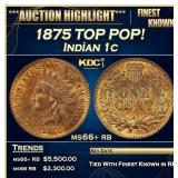 1875 Indian Cent TOP POP! 1c ms66+ rb SEGS