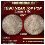1890 Liberty Nickel Near Top Pop 5c ms66+ SEGS