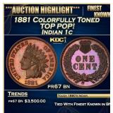 1881 Proof Indian Cent Colorfully Toned TOP POP! 1