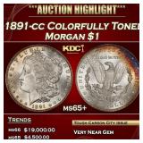 1891-cc Morgan Dollar Colorfully Toned $1 ms65+ SE