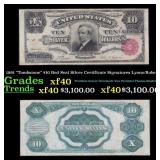 1891 $10 Red Seal Silver Certificate "Tombstone" G