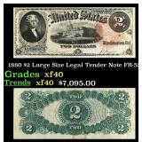 1880 $2 Large Size Legal Tender Note Grades xf FR-
