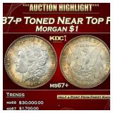 1887-p Morgan Dollar Toned Near Top Pop $1 ms67+ S