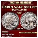 1938-d Buffalo Nickel Near Top Pop 5c ms67+ SEGS