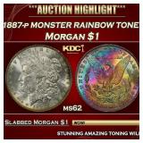 PCGS 1887-p Morgan Dollar MONSTER RAINBOW TONED $1