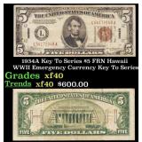 1934A $5 FRN Hawaii WWII Emergency Currency Key To