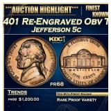 1952 FS-401 Re-Engraved Obv Proof Jefferson Nickel