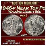 1946-p Walking Liberty Half Dollar Near Top Pop 50