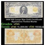 1906 $20 Large Size Gold Certificate Grades vf+ Si