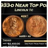 1933-d Lincoln Cent Near Top Pop 1c ms66+ rd SEGS