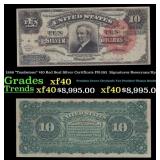 1886 $10 Red Seal Silver Certificate "Tombstone" F