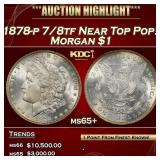 1878-p 7/8tf Morgan Dollar Near Top Pop! $1 ms65+