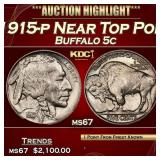 1915-p Buffalo Nickel Near Top Pop! 5c ms67 SEGS