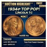 1934-p Lincoln Cent TOP POP! 1c ms68 rd SEGS