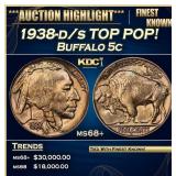 1938-d/s Buffalo Nickel TOP POP! 5c ms68+ SEGS