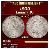 1890 Liberty Nickel 5c ms65+ SEGS