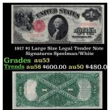 1917 $1 Large Size Legal Tender Note Grades Select