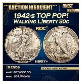 1917-p Walking Liberty Half Dollar Toned Near Top