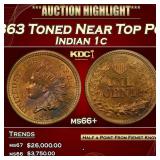1863 Indian Cent Toned Near Top Pop 1c ms66+ SEGS