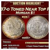 1887-o Morgan Dollar Toned Near Top Pop $1 ms65+ S