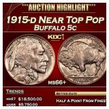 1915-d Buffalo Nickel Near Top Pop 5c ms66+ SEGS