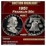 1951 Proof Franklin Half Dollar 50c pr65+ DCAM SEG