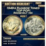 1949-s Roosevelt Dime Rainbow Toned TOP POP! 10c m