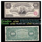 1886 $10 Red Seal Silver Certificate "Tombstone" F