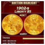 1902-s Gold Liberty Half Eagle $5 ms65+ SEGS