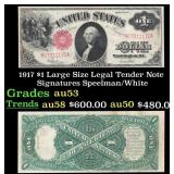 1917 $1 Large Size Legal Tender Note Grades Select