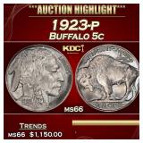 1923-p Buffalo Nickel 5c ms66 SEGS