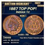 1887 Indian Cent TOP POP! 1c ms66+ RB SEGS