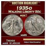 1935-d Walking Liberty Half Dollar 50c ms65 SEGS