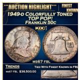 1949-d Franklin Half Dollar Colorfully Toned TOP P