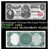 1880 $5 Large Size Legal Tender Note "WoodChopper"