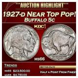 1927-d Buffalo Nickel Near Top Pop! 5c ms66 SEGS
