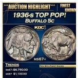 1936-s Buffalo Nickel TOP POP! 5c ms67+ SEGS