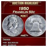 1950 Proof Franklin Half Dollar 50c pr67+ SEGS