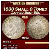 1830 Small 0 Capped Bust Half Dollar Toned 50c ms6