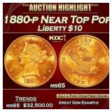 1880-p Gold Liberty Eagle Near Top Pop $10 ms65 SE