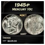 1945-p Mercury Dime 10c ms67 SEGS