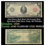 1914 $10 Large Size Red Seal FRN Rare Red Seal New