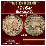 1916-p Buffalo Nickel 5c ms66 SEGS
