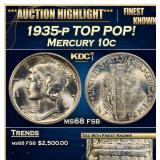 1935-p Mercury Dime TOP POP! 10c ms68 fsb SEGS