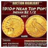 1910-p Gold Indian Quarter Eagle Near Top Pop! $2